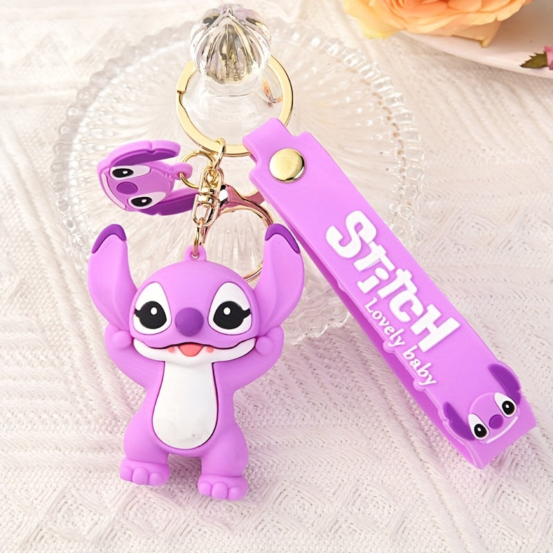 A New Disney Stitch Keychain Figure, Creatively Designed, Featuring a Cute Silicone Stitch Pendant. It Makes a Perfect Gift for Family, Friends, Or Your Significant Other for Occasions Like Easter, Valentine'S Day, Or Birthda